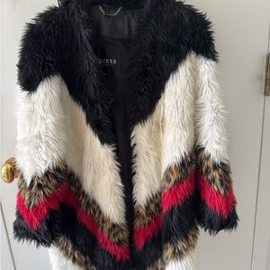 Guess Faux Fur Coat Plush Winter Wear